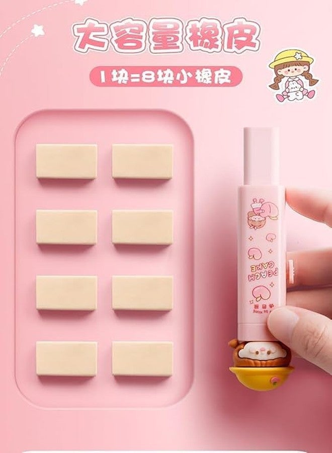 HUBTURE Fancy Kawaii Cutter-Style Eraser with Clutch Mechanism for Kids - Peach Cake Theme, Soft & Non-Toxic Rubber Eraser for School, Study, and Gifts (Pink, Pack of 1) - Image 5